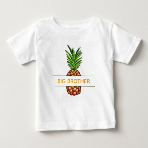 Tropical Watercolor Pineapple Big Brother Baby T_Shirt