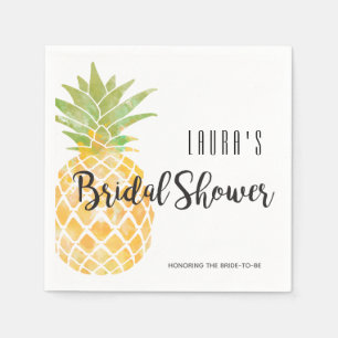 Tropical Watercolor Pineapple Bridal Shower Napkins
