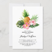 Tropical Watercolor Pineapple Floral Bridal Shower Invitation (Front)
