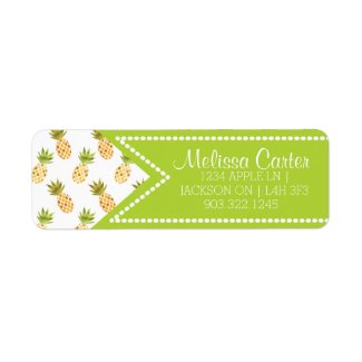 Tropical Watercolor Pineapple Pattern Label