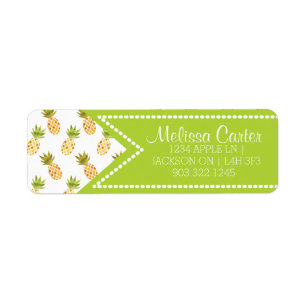 Tropical Watercolor Pineapple Pattern Label