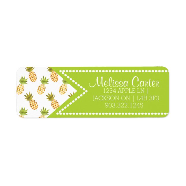 Tropical Watercolor Pineapple Pattern Label (Front)