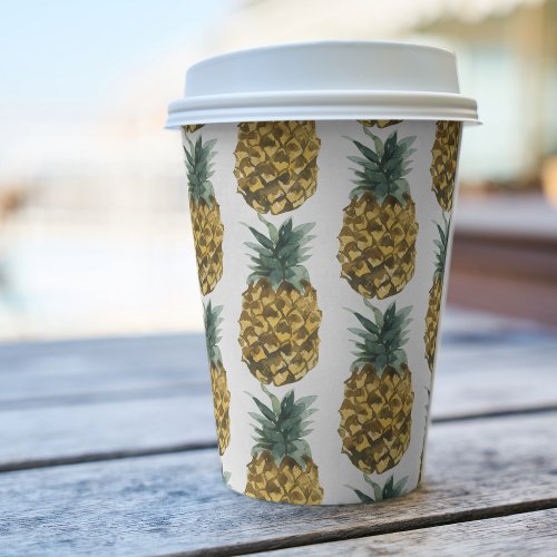 Tropical Watercolor Pineapple Pattern  Paper Cups