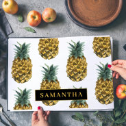 Tropical Watercolor Pineapple Pattern With Name Placemat at Zazzle