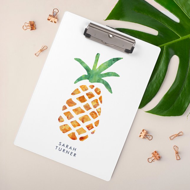 Tropical Watercolor Pineapple Personalized Clipboard (Creator Uploaded)