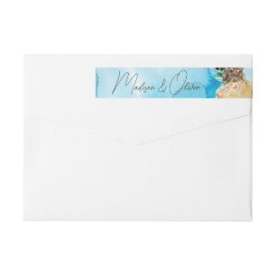 Tropical Watercolor Pineapple Return Address Wrap Around Label
