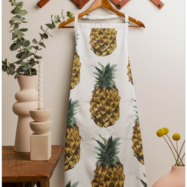 Tropical Watercolor Pineapple Seamless Pattern Apron (Creator Uploaded)