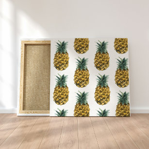 Tropical Watercolor Pineapple Seamless Pattern Canvas Print