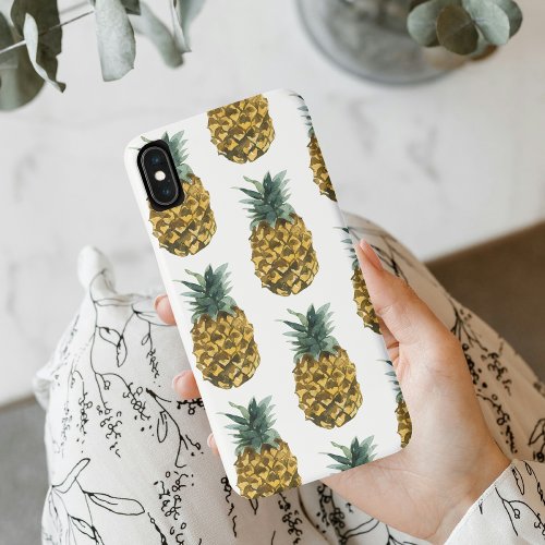 Tropical Watercolor Pineapple Seamless Pattern iPhone XS Max Case