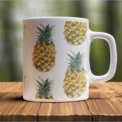 Tropical Watercolor Pineapple Seamless Pattern Coffee Mug