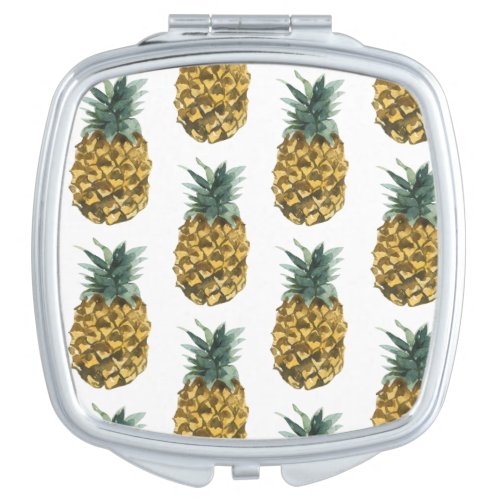 Tropical Watercolor Pineapple Seamless Pattern Compact Mirror