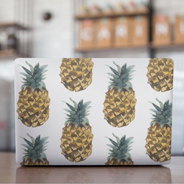 Tropical Watercolor Pineapple Seamless Pattern HP Laptop Skin (Creator Uploaded)