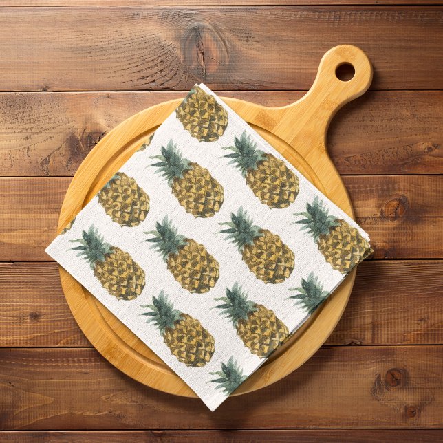 Tropical Watercolor Pineapple Seamless Pattern Kitchen Towel (Creator Uploaded)