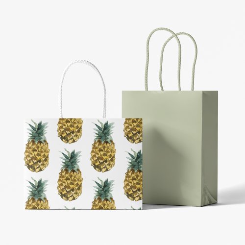 Tropical Watercolor Pineapple Seamless Pattern Large Gift Bag