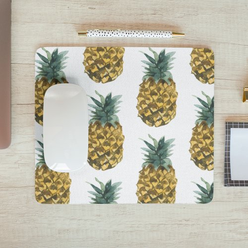 Tropical Watercolor Pineapple Seamless Pattern Mouse Pad