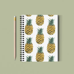 Tropical Watercolor Pineapple Seamless Pattern Notebook
