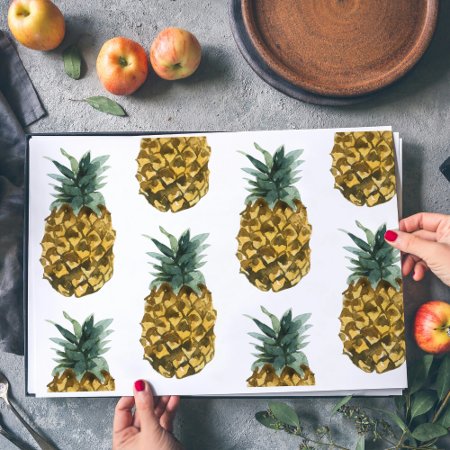 Tropical Watercolor Pineapple Seamless Pattern Placemat