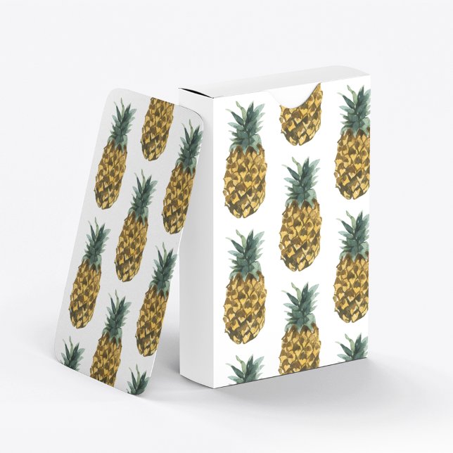 Tropical Watercolor Pineapple Seamless Pattern Poker Cards (Creator Uploaded)