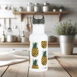 Tropical Watercolor Pineapple Seamless Pattern Stainless Steel Water Bottle<br><div class="desc">Tropical Watercolor Pineapple Seamless Pattern</div>