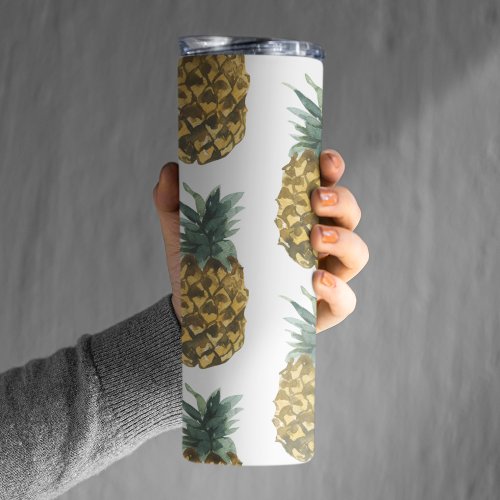 Tropical Watercolor Pineapple Seamless Pattern Thermal Tumbler