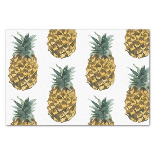 Tropical Watercolor Pineapple Seamless Pattern Tissue Paper