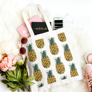 Tropical Watercolor Pineapple Seamless Pattern Tote Bag