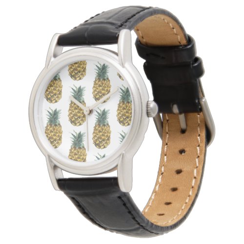 Tropical Watercolor Pineapple Seamless Pattern Watch