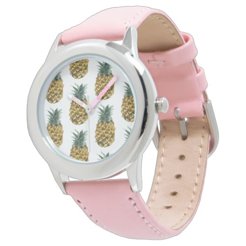 Tropical Watercolor Pineapple Seamless Pattern Watch