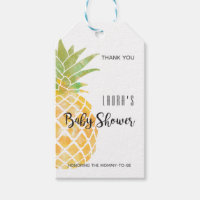 Tropical Watercolor Pineapple Stencil Baby Shower Gift Tags