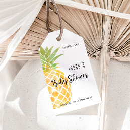 Tropical Watercolor Pineapple Stencil Baby Shower Gift Tags