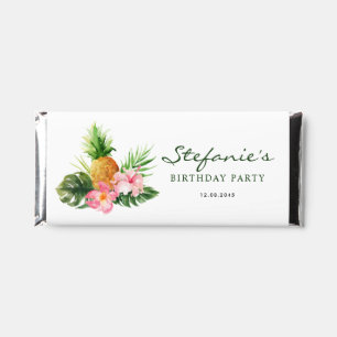 Tropical Watercolor Pineapple Summer Birthday Hershey Bar Favors