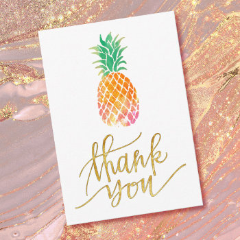 Tropical Watercolor Pineapple Thank You by amoredesign at Zazzle