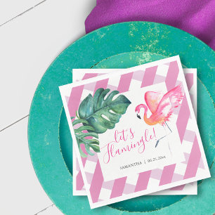 Tropical Watercolor Pink Flamingo Napkins