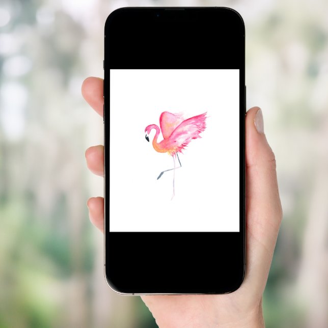 Tropical Watercolor Pink Flamingo Poster (Front Digital)