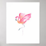 Tropical Watercolor Pink Flamingo Poster<br><div class="desc">Perfect for bedrooms,  bathrooms and living areas in your tropical Florida Keys beach home. This print features my original hand painted watercolor pink flamingo in shades of pink and a touch of coral. It matches my tropical decor collection. To see more visit www.zazzle.com/dotellabelle</div>