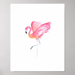 Tropical Watercolor Pink Flamingo Poster