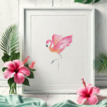 Tropical Watercolor Pink Flamingo Poster<br><div class="desc">Perfect for bedrooms,  bathrooms and living areas in your tropical Florida Keys beach home. This print features my original hand painted watercolor pink flamingo in shades of pink and a touch of coral. It matches my tropical decor collection. To see more visit www.zazzle.com/dotellabelle</div>