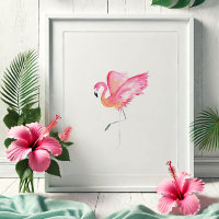 Tropical Watercolor Pink Flamingo