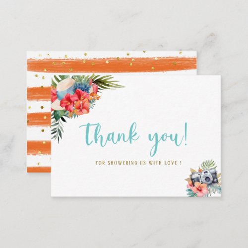 Tropical Watercolor Poolside Summer  thank you Note Card