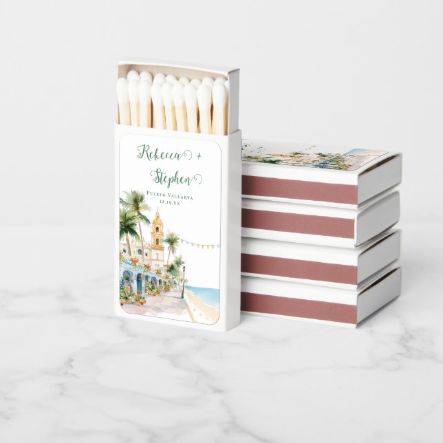 Tropical Watercolor | Puerto Vallarta Christmas Matchboxes (Stacked)