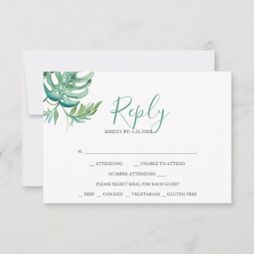 Tropical Watercolor Reply RSVP Cards