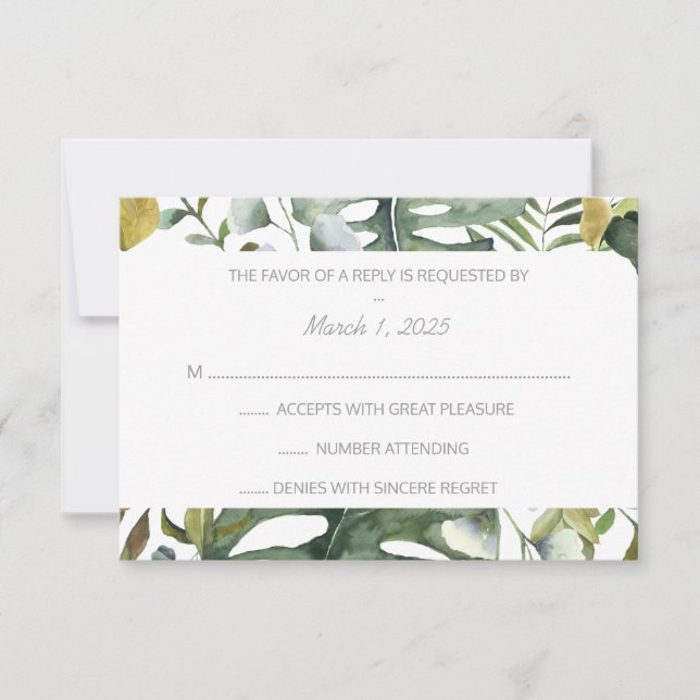 Tropical Watercolor RSVP Card (Front)