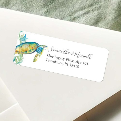 Tropical Watercolor Sea Turtle Address Labels