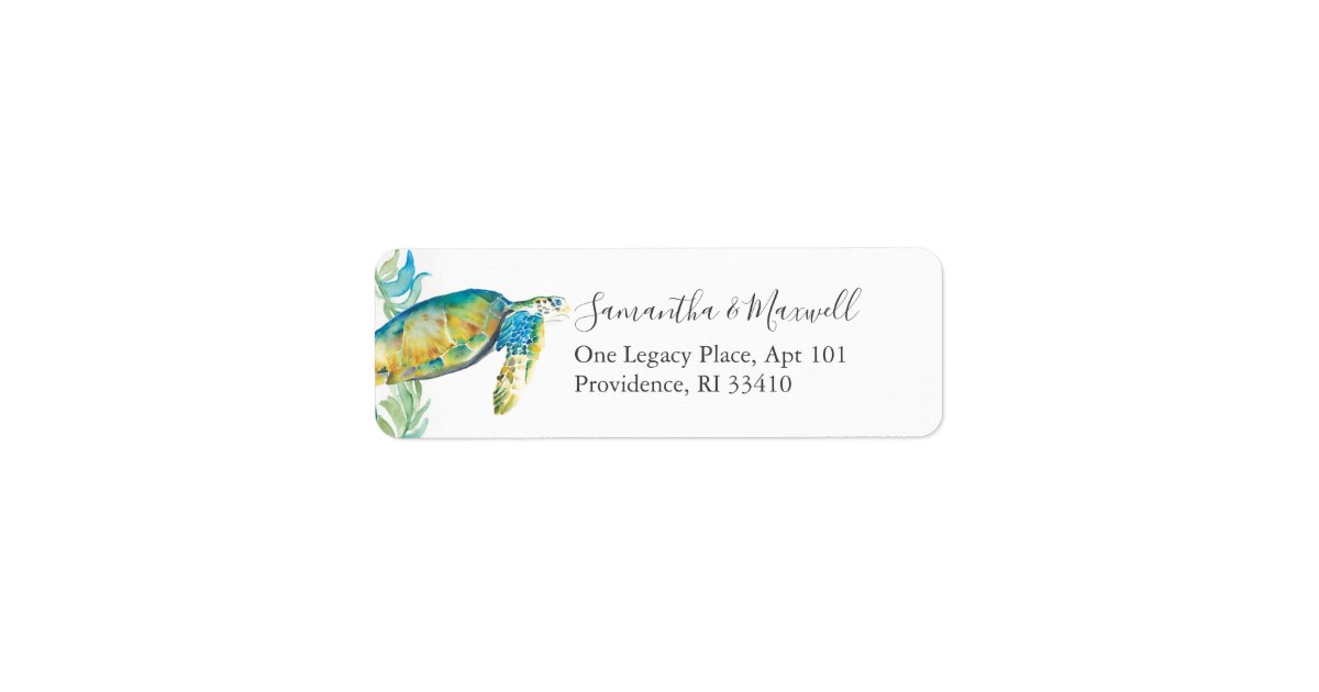 Tropical Watercolor Sea Turtle Address Labels Zazzle