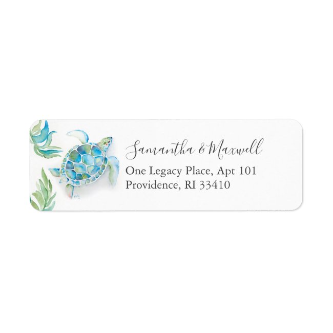 Tropical Watercolor Sea Turtle Address Labels