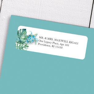Tropical Watercolor Sea Turtle Return Address Label