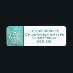 Tropical Watercolor SEAson's Greetings Label<br><div class="desc">A tropical twist on "Season's Greetings" with SEAS & GREETINGS featuring a tropical or beach look and feel to your winter holiday mail. The modern,  elegant scroll script typography and starfish accent your return address in an editable turquoise color against a coastal watercolor background.</div>