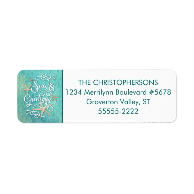 Tropical Watercolor SEAson's Greetings Label (Front)