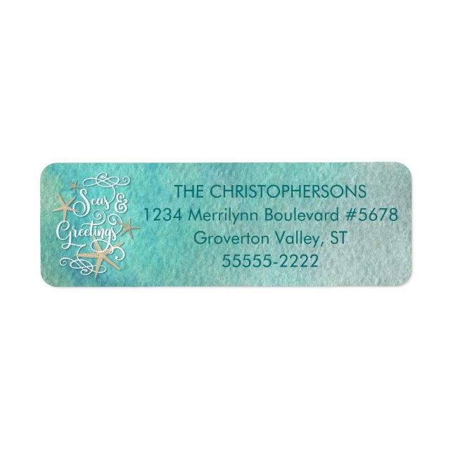 Tropical Watercolor SEAson's Greetings | Starfish Label (Front)