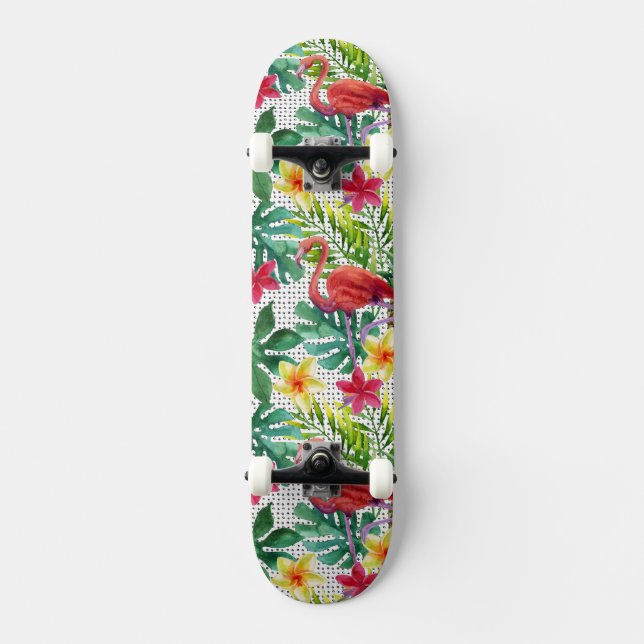 Tropical Watercolor Skateboard Deck (Front)